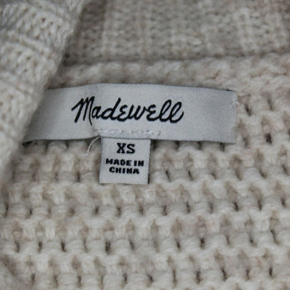 Madewell Side Button Wool Cotton Turtleneck K5807 Sweater Oatmeal XS H10285 - Picture 3 of 12